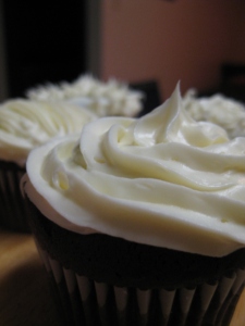 Cupcakes I made the first time I experimented with pastry tips; photo by me.